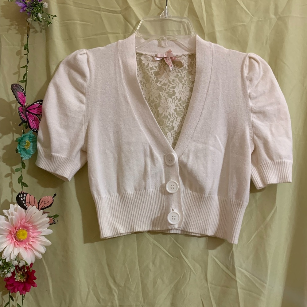 Derek Heart Cream Lace Cardigan